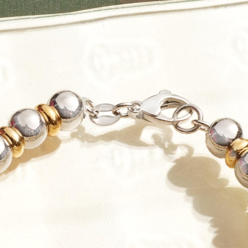 ROSS-SIMONS Italian Sterling Silver and 22kt Gold Over Sterling Bead Bracelet - Image 4